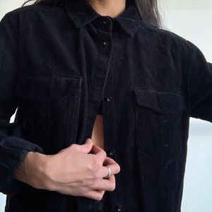 Long corduroy shacket